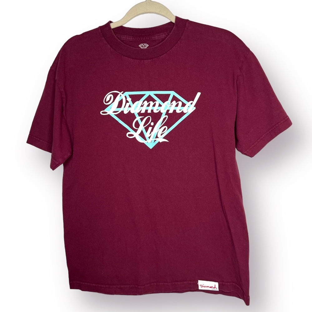 Diamond Supply Co. Shirt Mens Burgundy red Skater Streetwear Tee size m